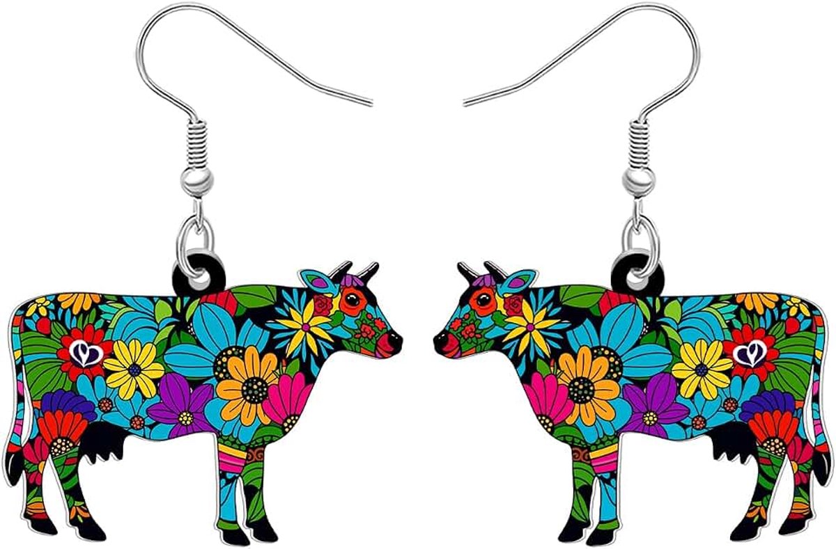 grappige koe oorbellen hangend cartoon cool boerderij dier ontwerp standpunt vee grillig sieraden accessoires boer geschenken voor dames meisjes koe liefhebbers bedels