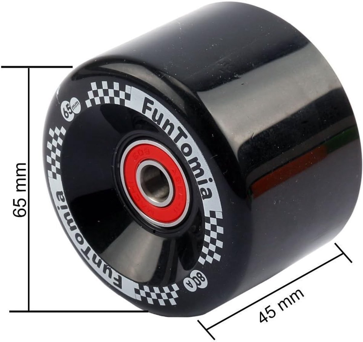 grote longboard wielen zwart 65 x 45 mm 80a hardheid met abec 9 kogellager en metalen spacers voor skateboards
