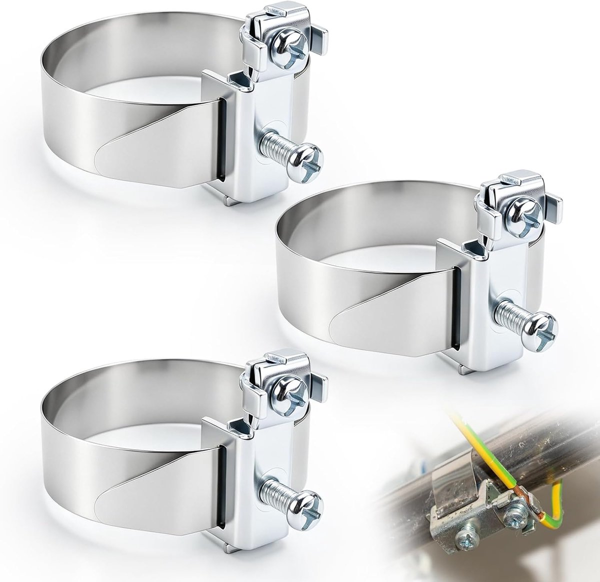 Grounding Clamp and Grounding Clamp for Tubes Diameter 8-52 mm, V2A Stainless Steel Grounding Pipe Clamp Galvanised - ShopVlot Skateonderdeel kopen online