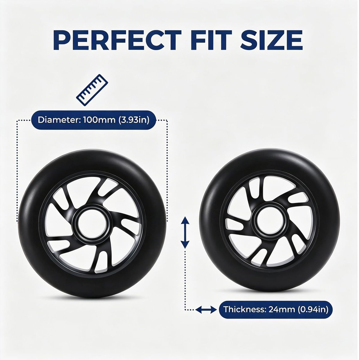 GYHWOFUL 100 mm stuntstep-banden, 2 stuks, scooterbanden met ABEC-9 kogellagers en aluminium kern, reservewielen voor - ShopVlot Step kopen online