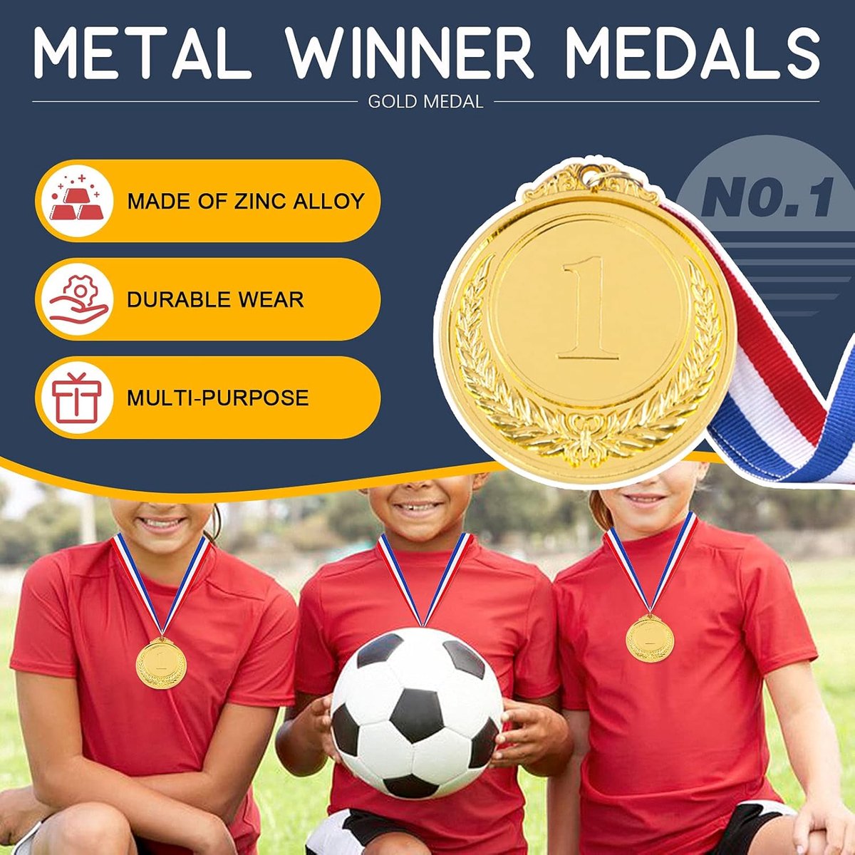 hilitchi 5pcs gold award medals olympic style winner medals 1st place medals with ribbon shopvlot