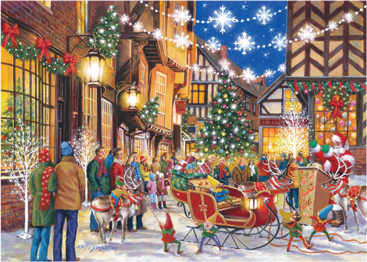 house of puzzles kerst puzzel santa switch on 500 stukjes karton