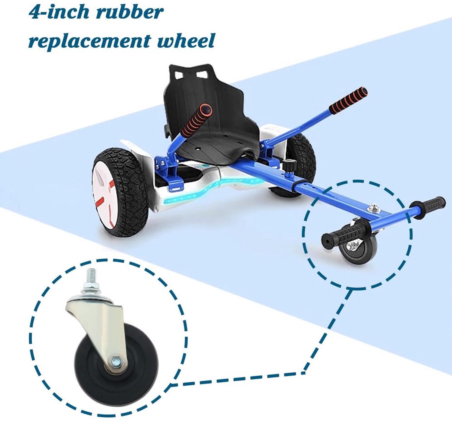 hoverkart wiel 4 inch rubber vervangingswiel metalen beugel geluidsvrij schokbestendig soepele rol hoverboardwiel