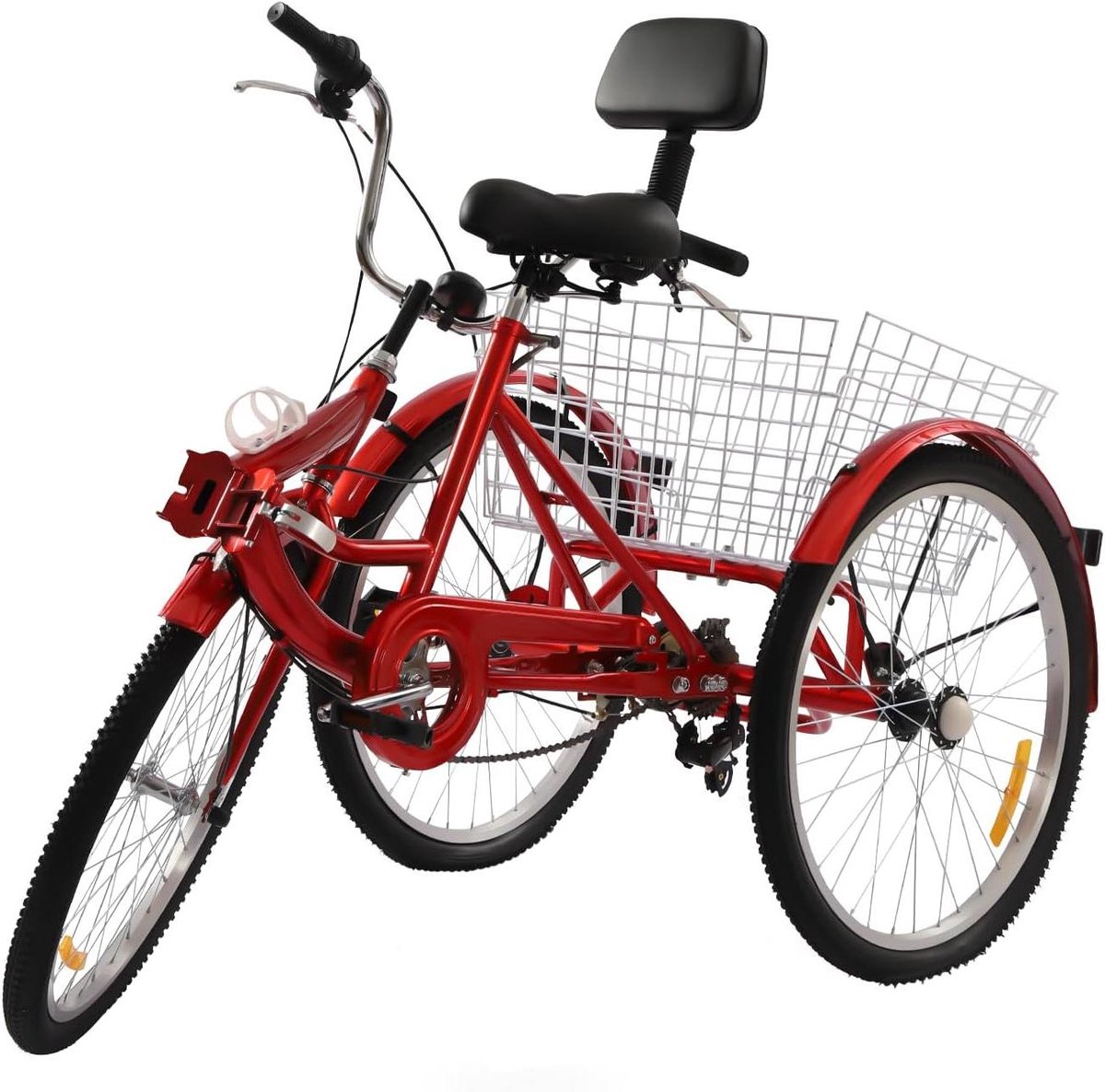 Inklapbare Driewieler Volwassenen - Driewieler Fiets Senioren - Stadsrit Ontspanning - 7 Versnellingen Mand - 24 inch Wielen - Rood Driewieler kopen online