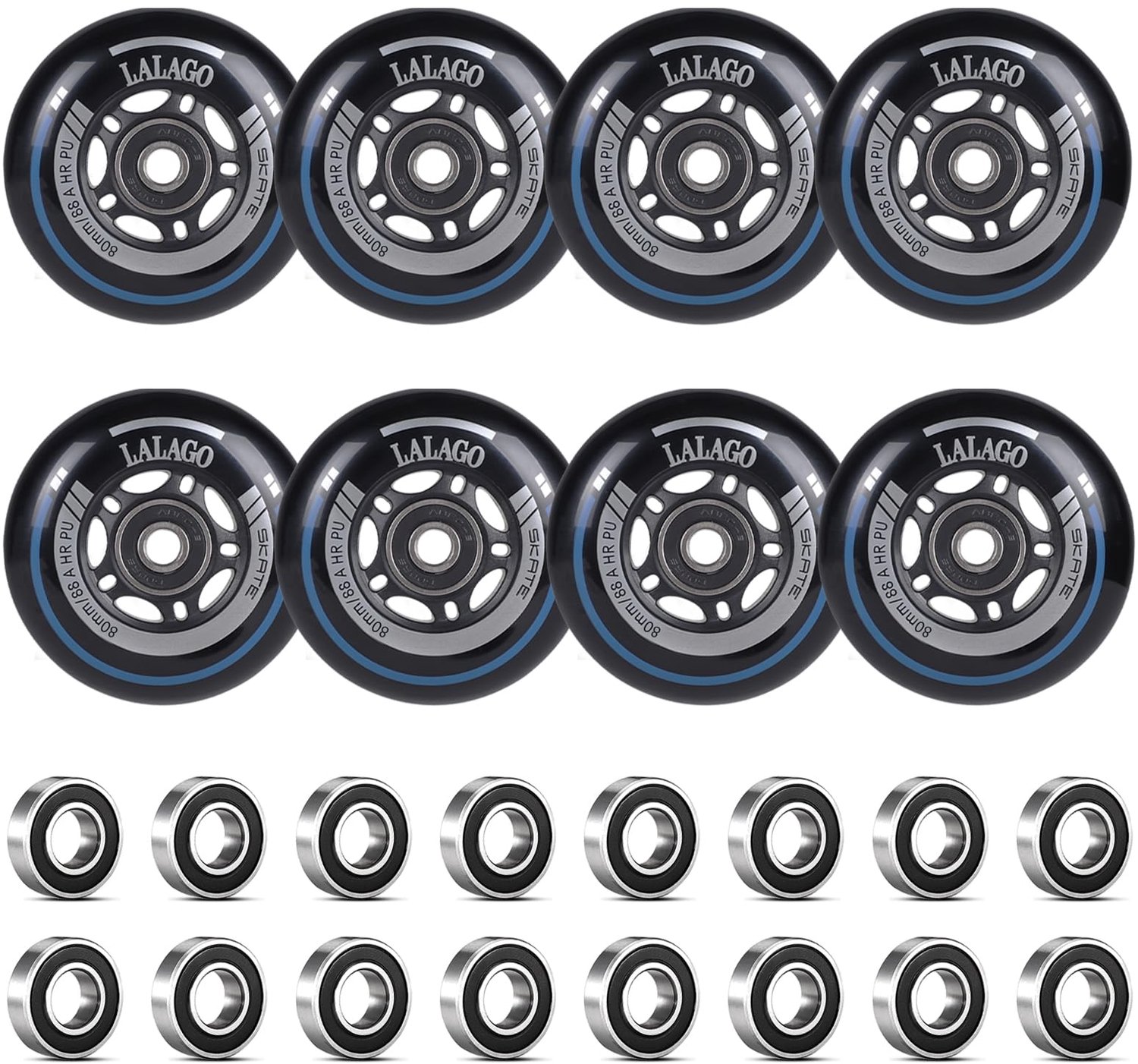 inline skate wielen 80mm met abec 9 lager set van 8