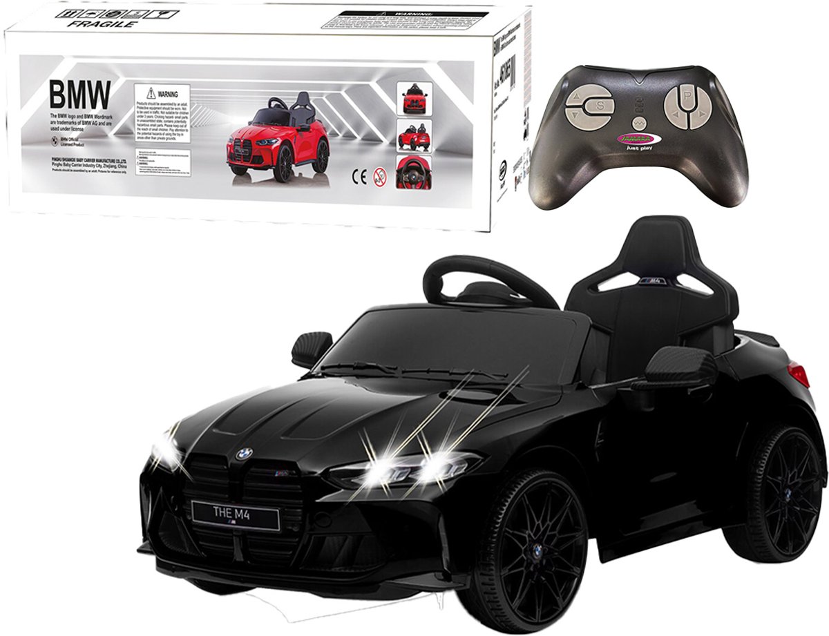 jamara elektrische kinderauto auto 461867 ride on bmw m4 zwart ouderbediening 12 6v lithium accu accu voertuig zwart kinder speelgoed