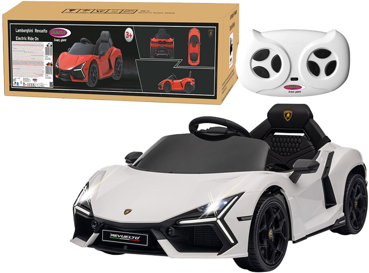 jamara elektrische kinderauto auto 461881 ride on lamborghini revuelto wit ouderbediening 12 6 v lithium accu accu voertuig wit kinder speelgoed