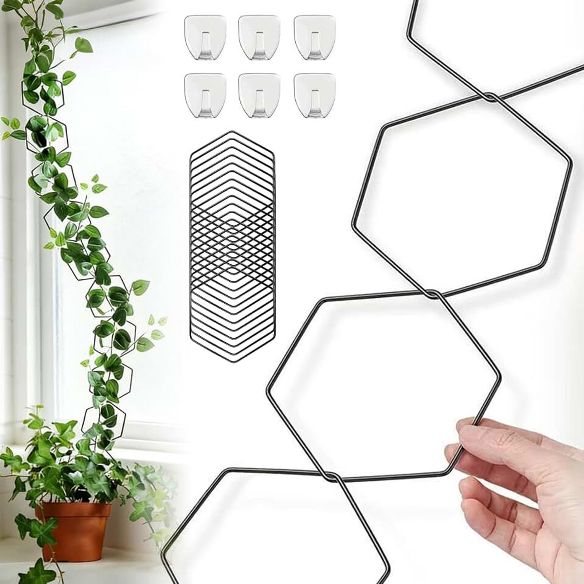 Kettingspalier voor klimplanten, 18 stuks klimhulp, wandklimhulp voor klimplanten met 6 wandhaken, doe-het-zelf klimhulp voor pothos plant, monstera, klimop Skateramp kopen online