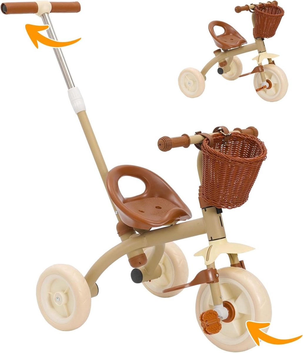 kinder driewieler loopfiets peuter buiten spelen verstelbare zitting 65 cm groen