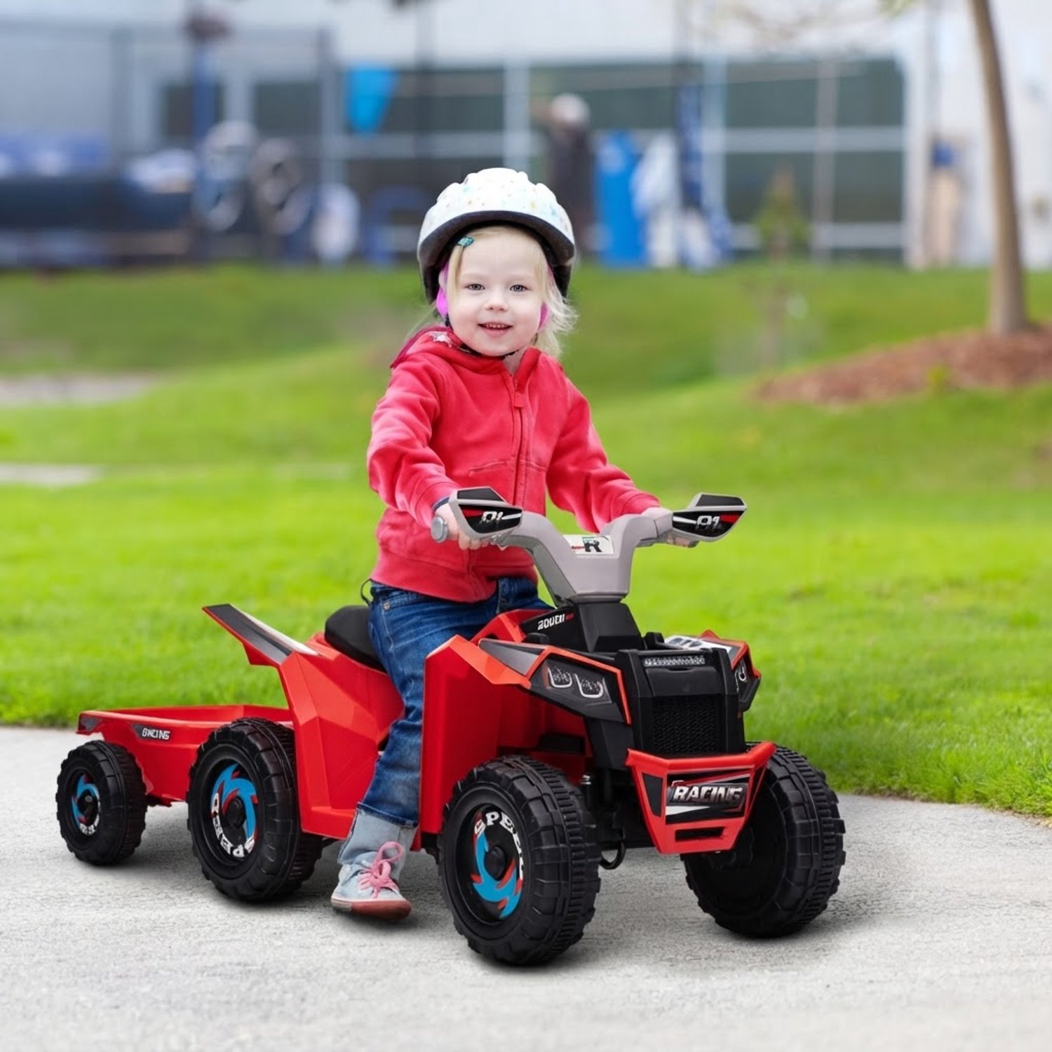kinder quad elektrisch elektrische kinderquad 2 5 km u 18 36 maanden aanhanger 106x41 5x48 5 cm metaal rood
