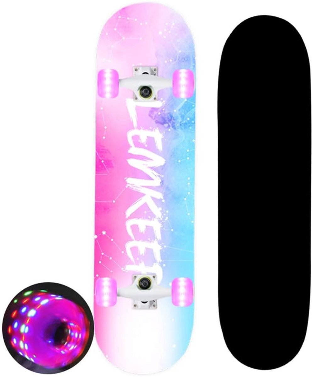 kinder skateboard beginners board buiten spelen dubbele kicktail 70 cm blauw