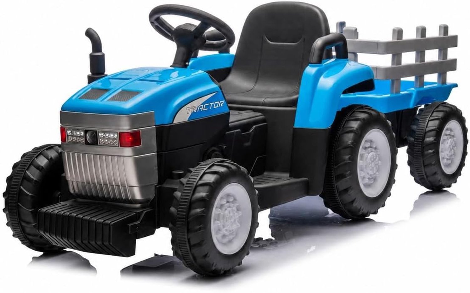 kinder tractor op accu met afstandsbediening voor ouders elektrische ride on tractor met aanhangwagen en muziek 12v accu blauw voor jongens en meisjes 3 tot 6 jaar