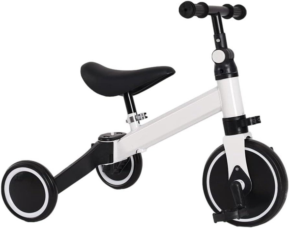 Kinderdriewieler 3-in-1 - Loopfiets - Buiten spelen - Verstelbaar zadel - 185 kg - Wit Driewieler kopen online