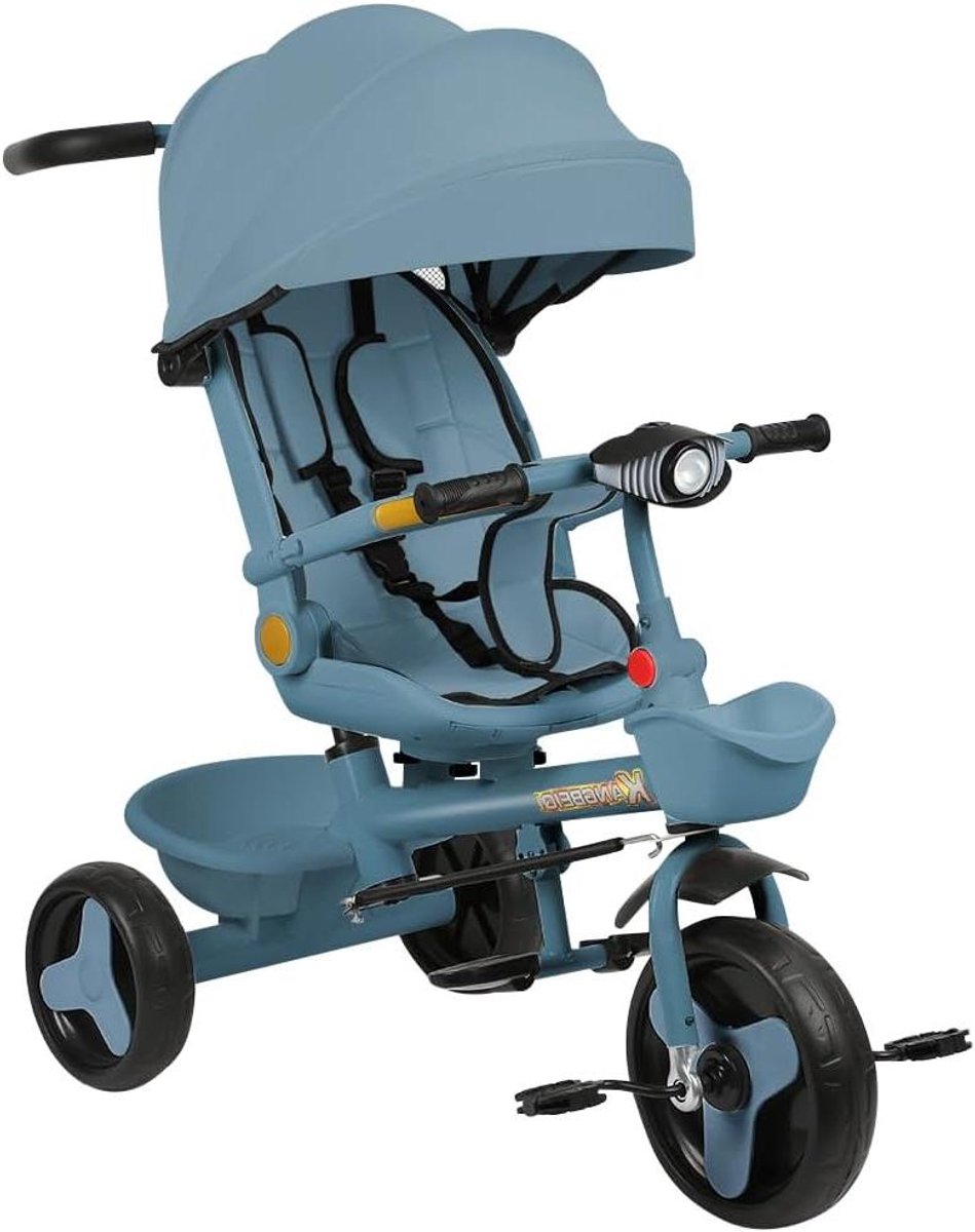 kinderdriewieler 5 in 1 loopfiets buitenspelen verstelbare duwstang verstelbare zitting blauw