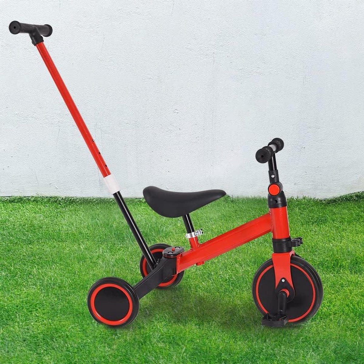 kinderdriewieler babyfiets loopfiets leren fietsen 3 in 1 ontwerp 15 kg draagkracht rood
