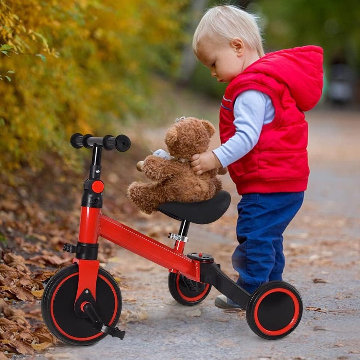 Kinderdriewieler Loopfiets - 3-in-1 fiets - Kind Ontwikkeling - Lichtgewicht Duurzaam - 12-36 Maanden - Rood Driewieler kopen online