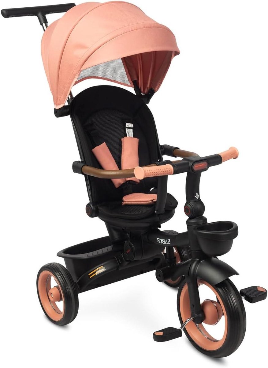 kinderdriewieler loopfiets buitenspelen modulair en veilig 104 x 51 x 101 cm lichtroze