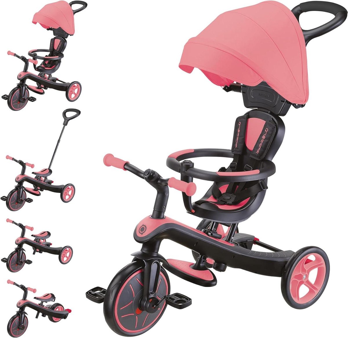 kinderdriewieler loopfiets kind ontwikkeling groeit mee 95 x 47 x 92 cm roze