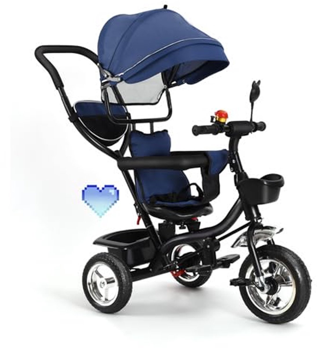 kinderdriewieler peuterfiets leren fietsen 4 in 1 ontwerp tot 45 kg donkerblauw