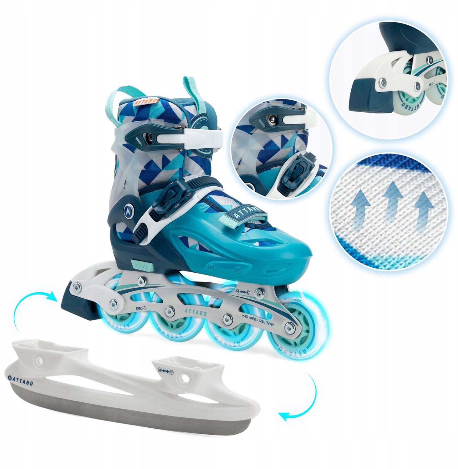 Kinderen 2-in-1 Skates en IJshockey Schaatsen Blauw Verstelbaar Rolschaatsen kopen online