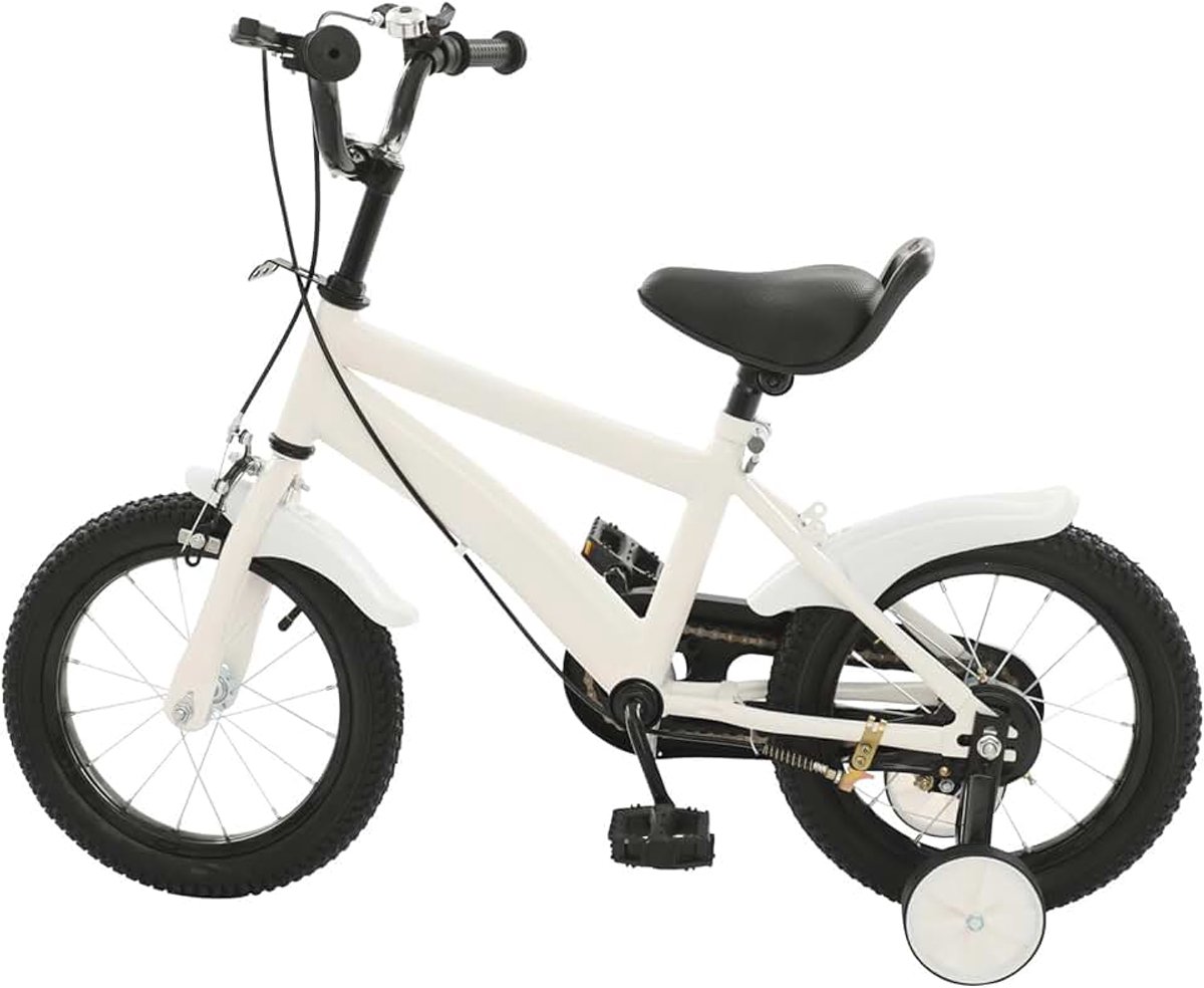 kinderfiets met 14 inch kinderloopfiets jeugdfiets met steunwielen leerfiets met verstelbare zitting beginnersfiets met robuust frame vrijloopnaaf voor kinderen beginners