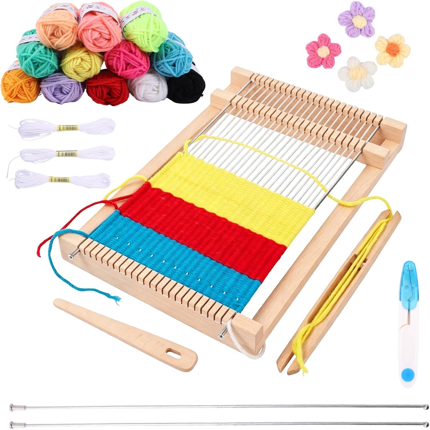 Kinderframe, weefframe van hout met 12 garenkleuren en accessoires, doe-het-zelf breiset voor beginners, studenten en kinderen Loopfiets kopen online