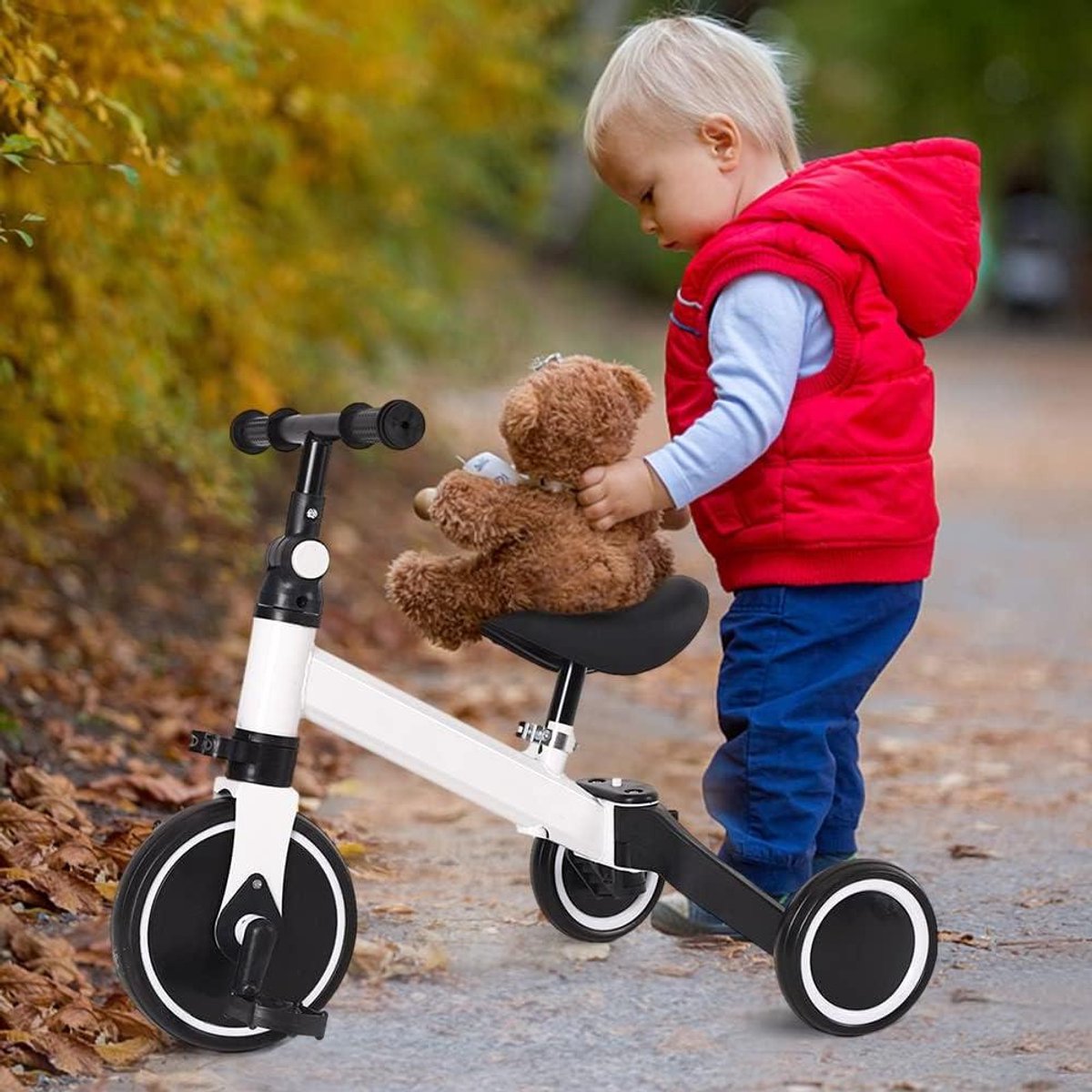 kinderloopfiets driewieler 3 in 1 evenwicht trainen lichtgewicht duurzaam ontwerp 185 kg wit