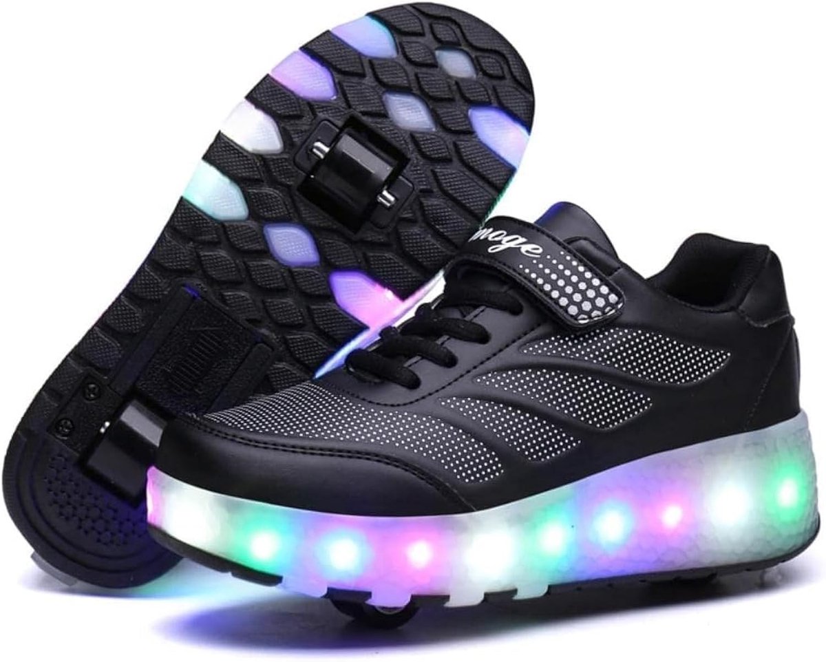 kinderschoenen met wielen 2 in 1 rolskates in zwart