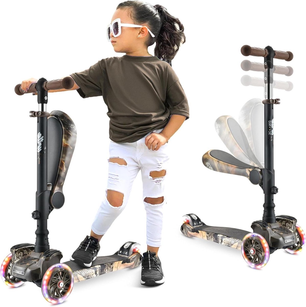 Kinderstep - Driewieler Step - Buiten Spelen - Leunen om te sturen - Verstelbaar 64.5-86.5cm - Real Tree Driewieler kopen online