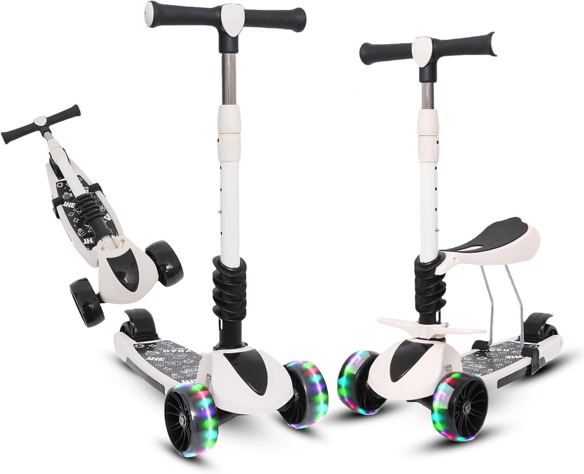 Kinderstep met zitje - Driewieler scooter - Buiten spelen - 3-in-1 ontwerp - In hoogte verstelbaar - Zwart Driewieler kopen online