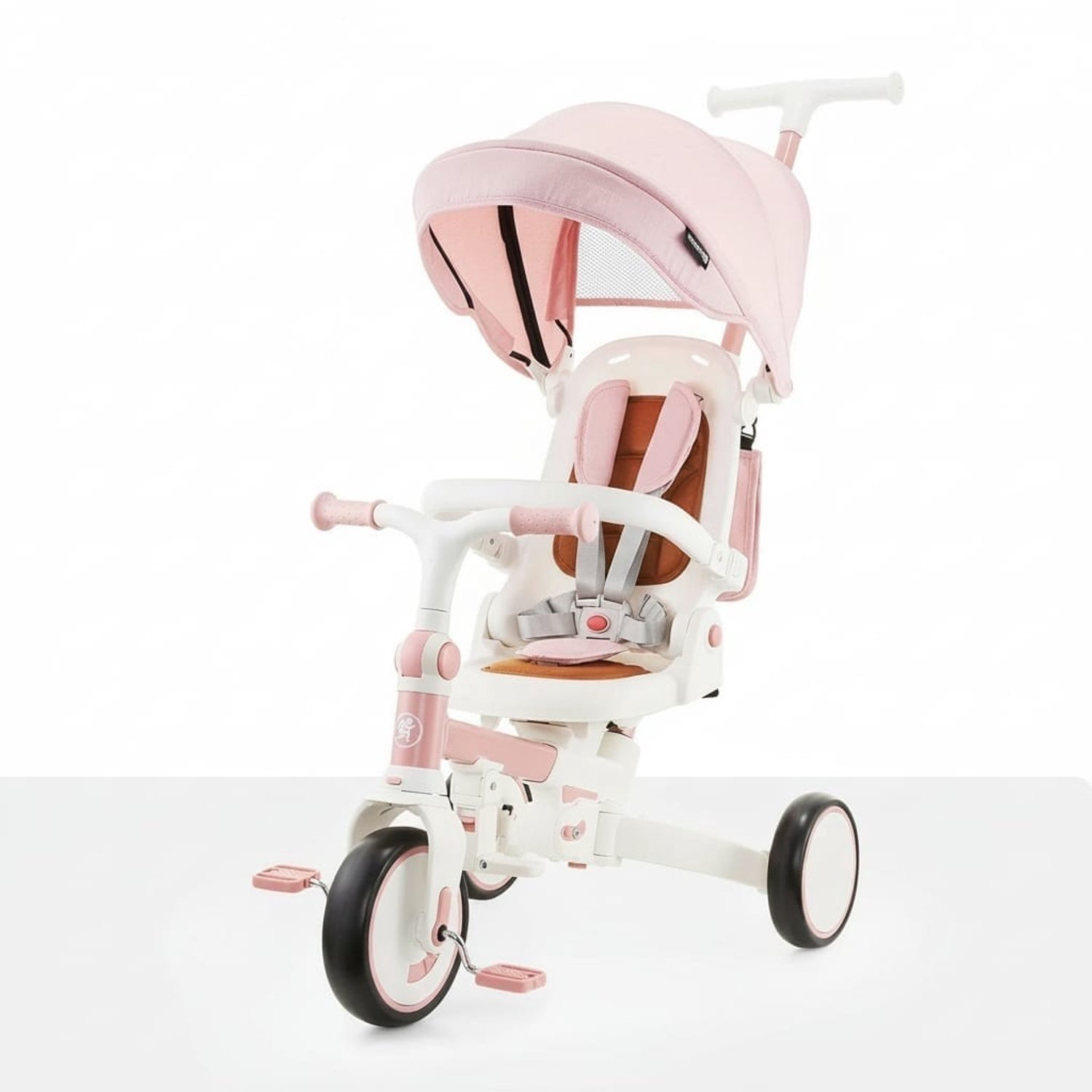 Klarven® Kinderdriewieler Roze - Kinderdriewieler met Duwstang - Loopfiets Peuter - Kinderwagen 3 in 1 - Tricycle - Draaibare Zit, Opvouwbare Zonnekap, Vijfpuntsgordel Driewieler kopen online