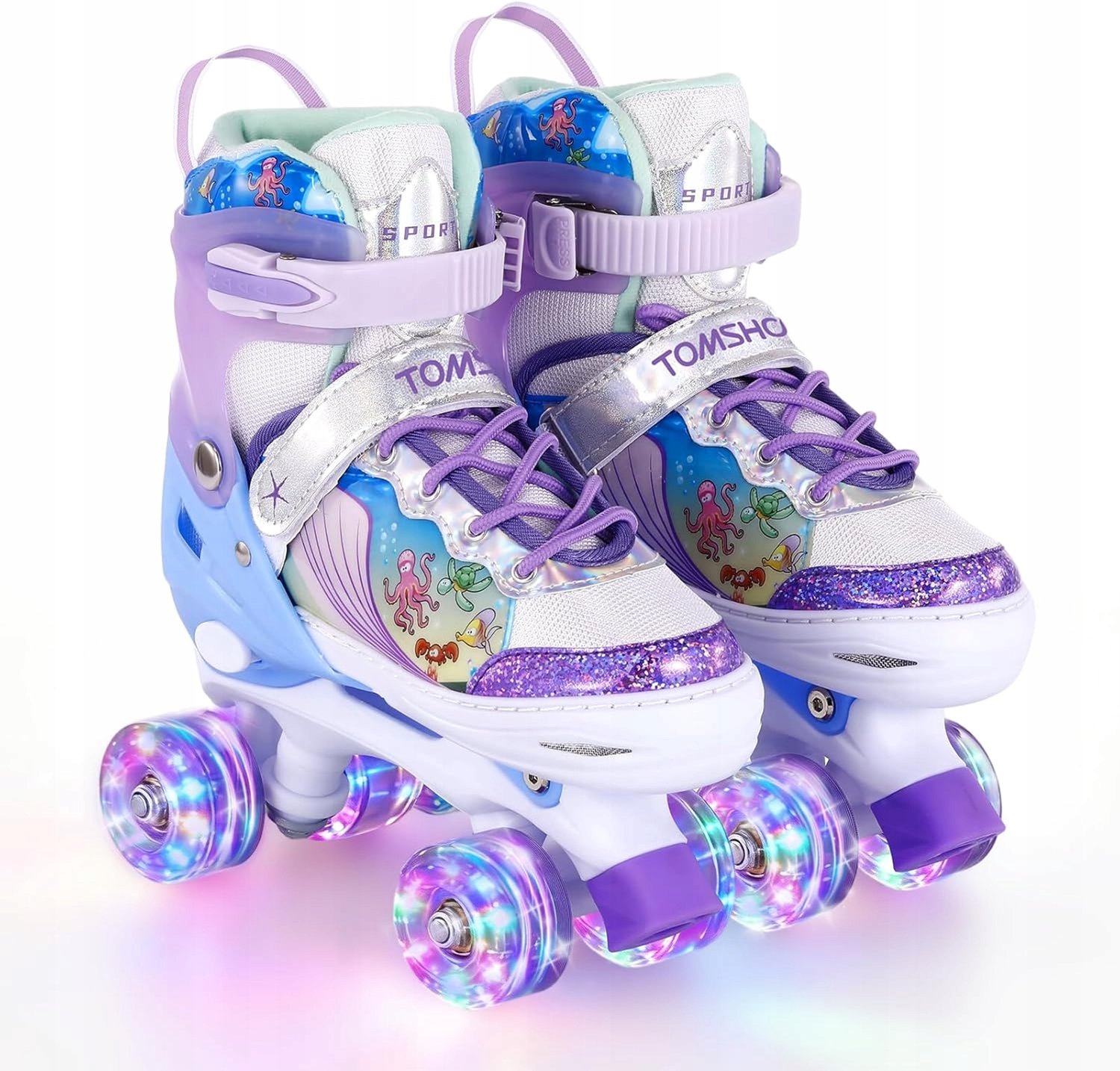 Kleurrijke meisjes rolschaatsen met LED-wielen, maat 28-31 Rolschaatsen kopen online