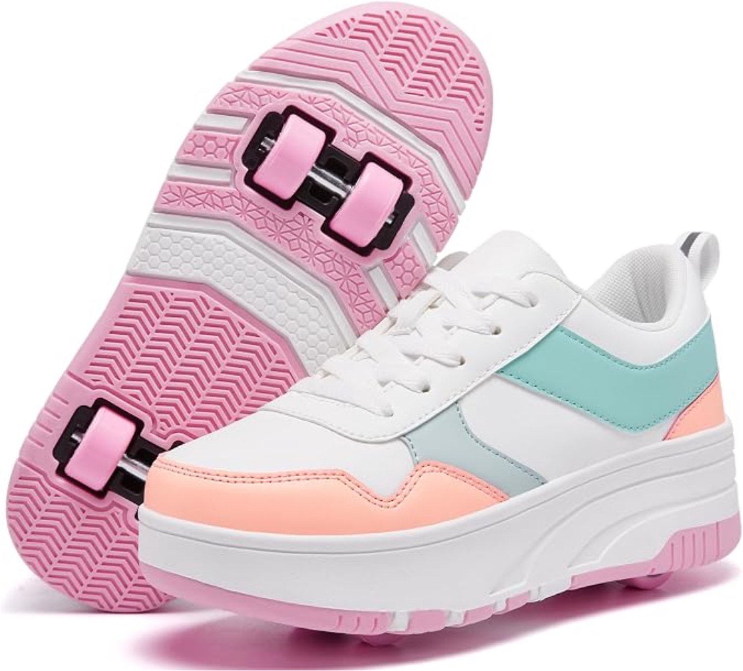 kls rolschaatsen rolschaatsen meisjes rolschaatsen kind maan roze wit 27cm x 19cm x 9cm