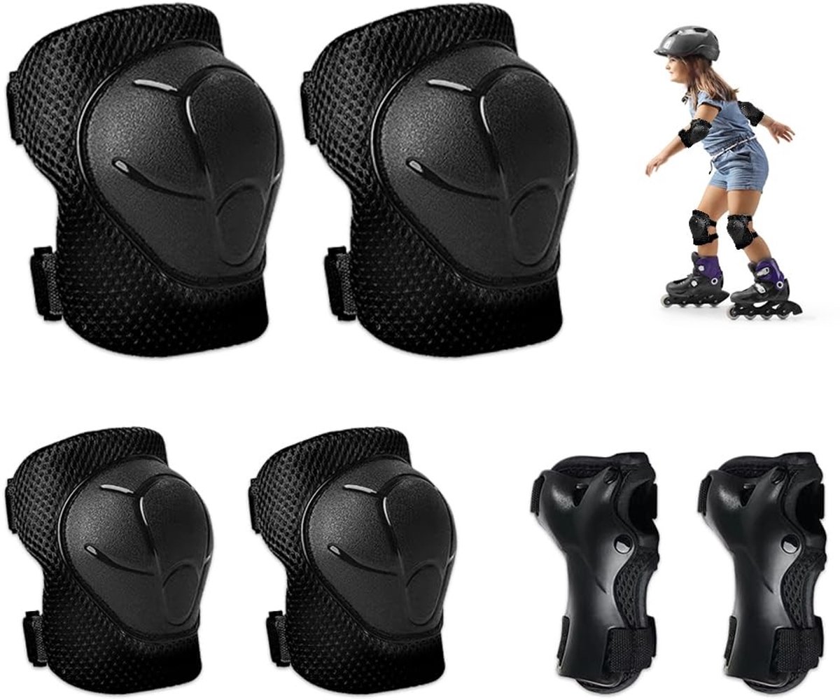 kneebeschermers voor kinderen 6 in 1 skate beschermset met knie elleboog en polsbeschermers voor inline skaten geschikt voor 3 8 jaar oude peuters