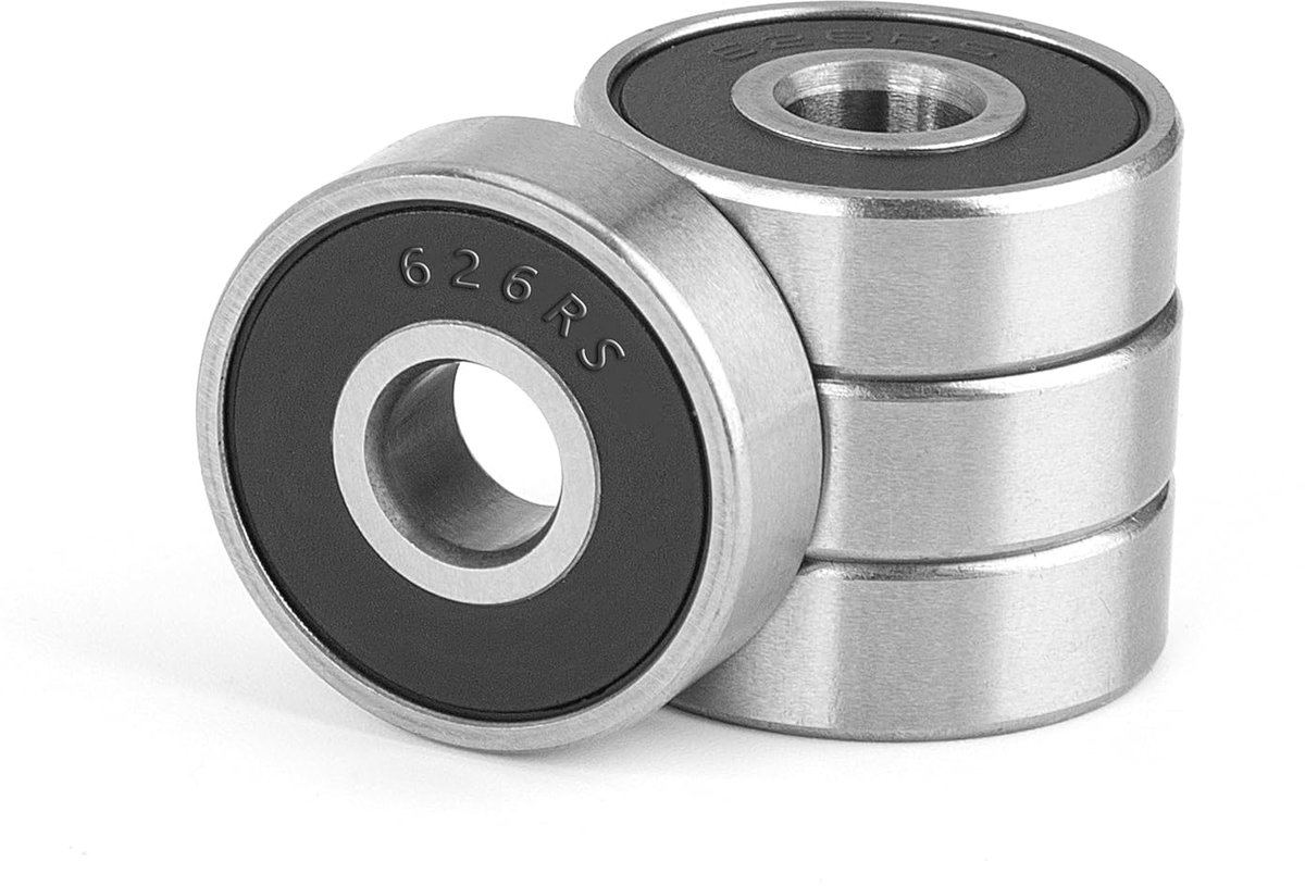 kogellagers 626 2rs dubbel waterdicht 6 x 19 x 6 mm chrome staal met rubber afdichting ideaal voor skateboards shopvlot