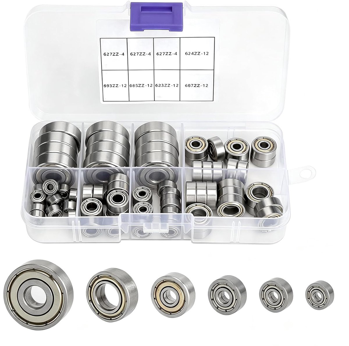 kogellagers set 72 stuks 6 maten metalen dubbele kogellagers ideaal voor wielen shopvlot
