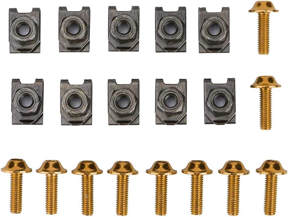 kuip body bolt kit 10x m5 motorcycle kuip body bolt kit schroef spits snelheid bevestiging clip moer goud