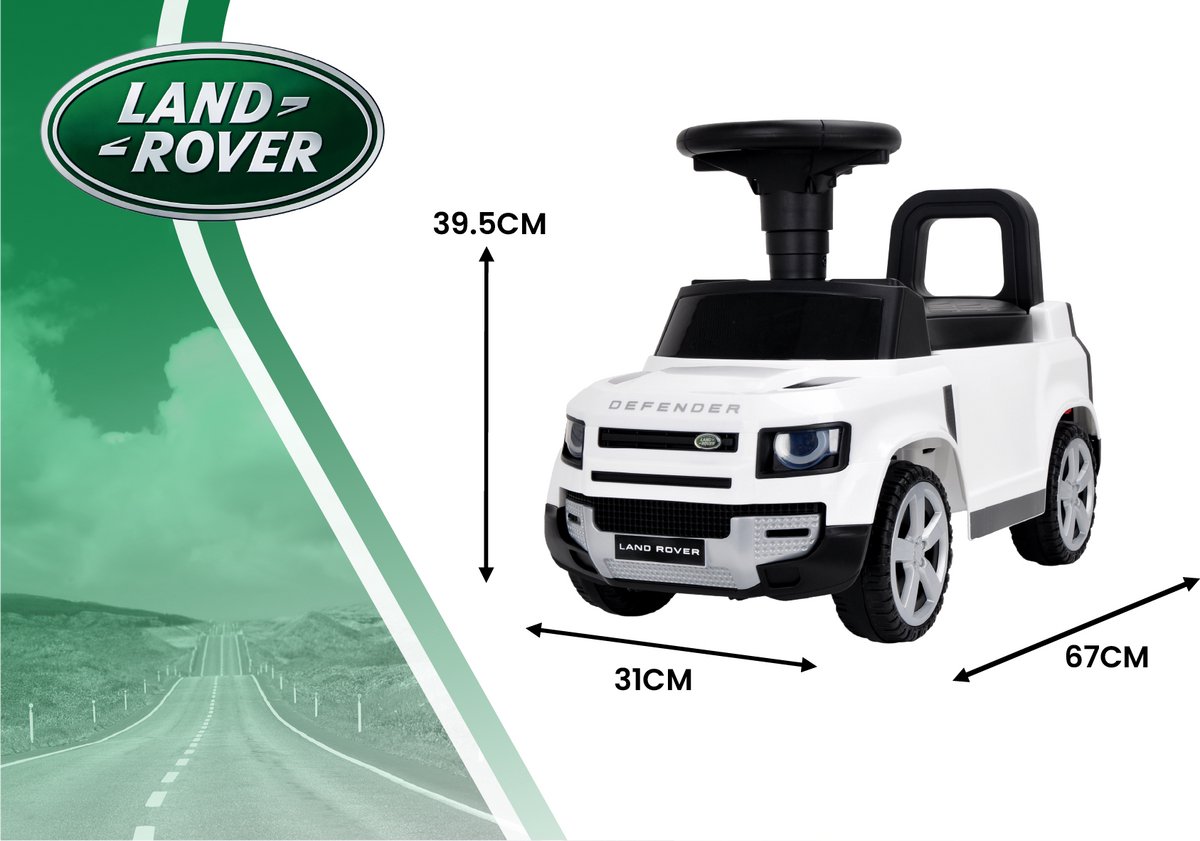 Land Rover Loopauto Wit met Geluid - 67 cm Loopauto kopen online