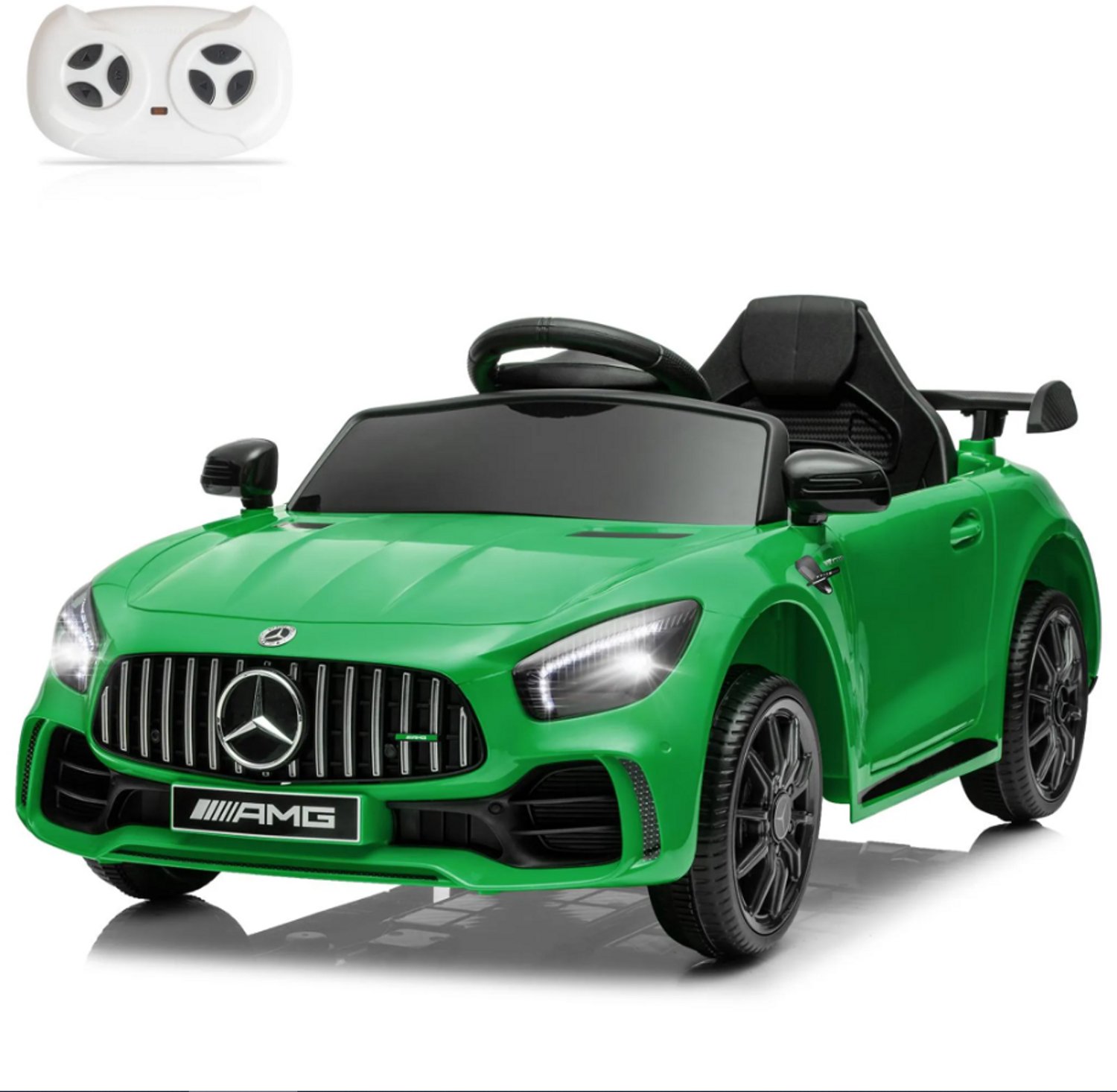 LEADZM Mercedes-Benz AMG GTR elektrische kinderauto, met 2.4G-afstandsbediening, led-koplampen, MP5, claxon en muziek, groente Speelgoedaccuvoertuig kopen online