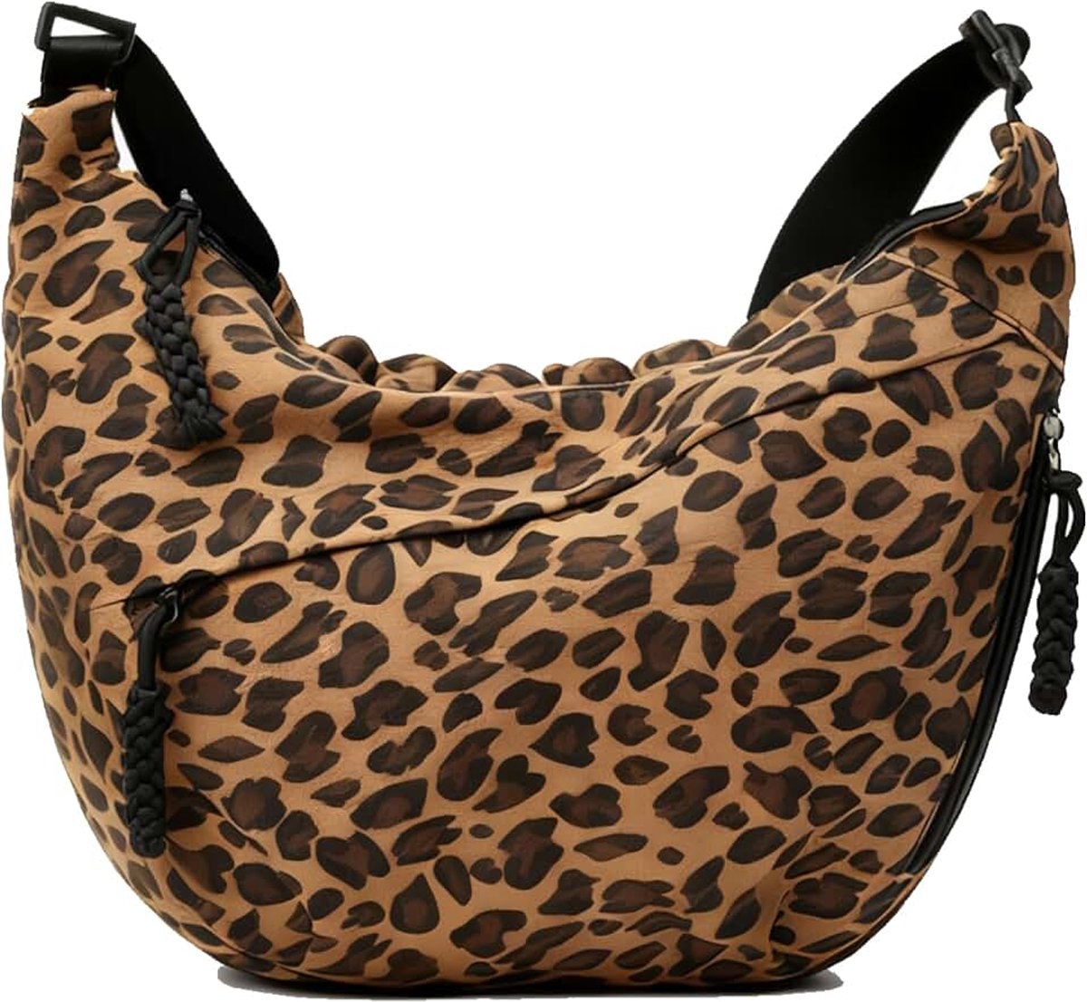 Leopard Schoudertas voor dames, halve maan, luipaardtas, verstelbare schouderriem, luipaardmaan tas dames, voor vrouwen, reizen, werk, universiteit, donkerbruin, kompakt Waveboard kopen online