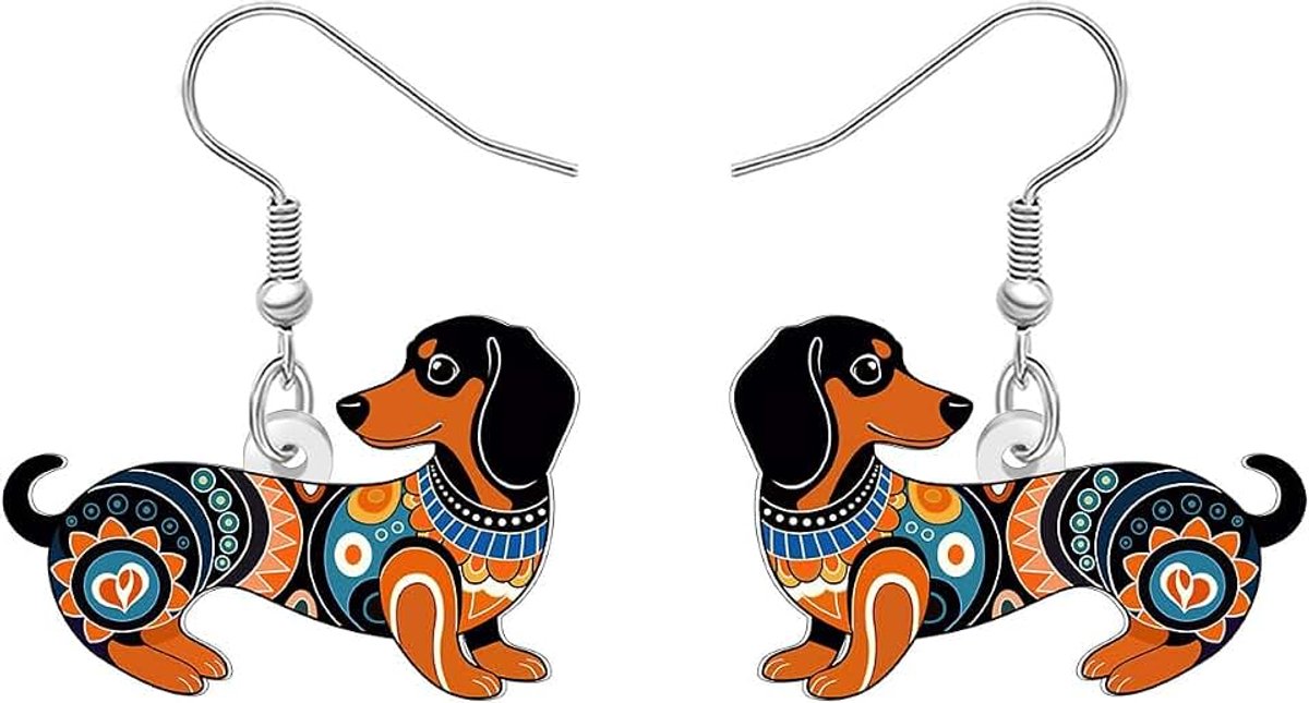 leuke teckel dangle drop oorbellen grappig mandala patroon ontwerp boheemse sieraden weiner hond geschenken voor hondenliefhebbers vrouwen moeder huisdier puppy eigenaren