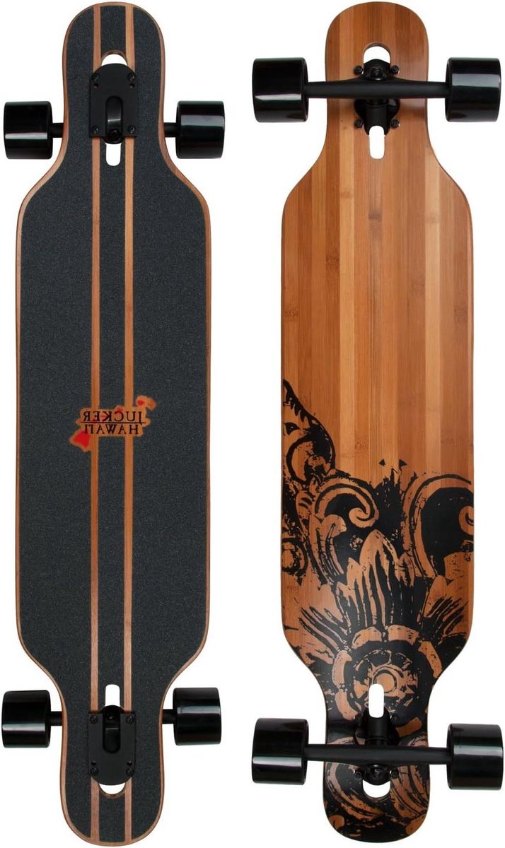 Longboard - Freeride Board - Stad Cruisen - Glasvezel Bamboe Constructie - 99 cm Lengte - Zwart Longboard kopen online