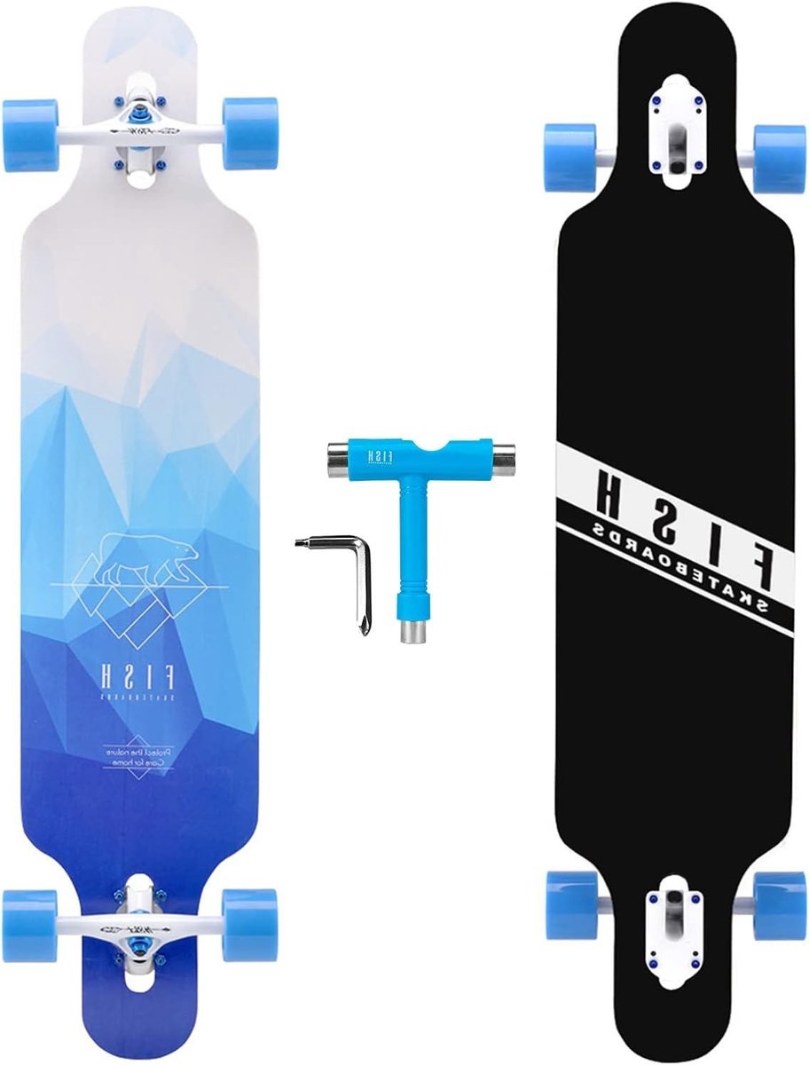 longboard skateboard cruiser board stad cruisen fish tail design 41 inch north star