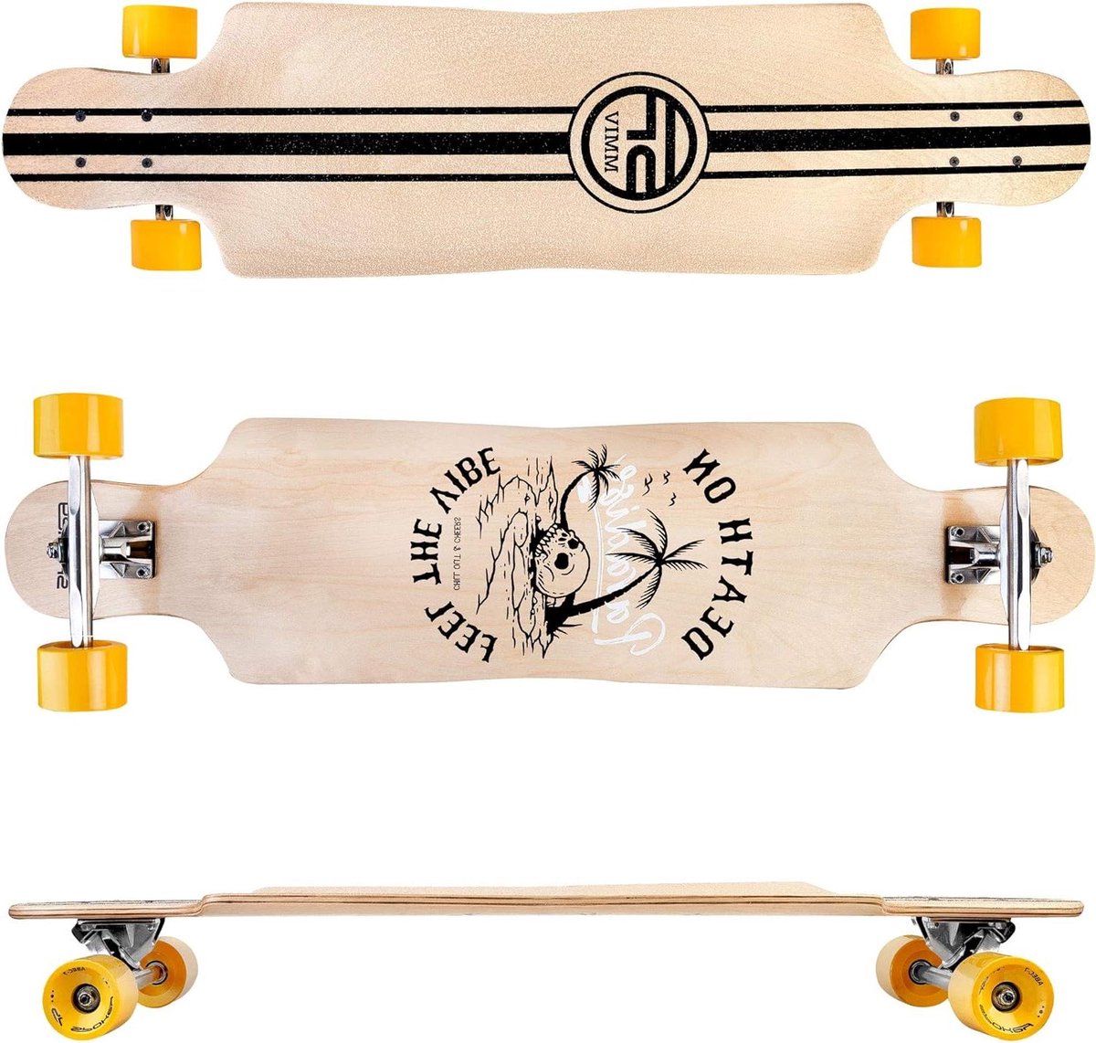 longboard skateboard freeride board snel rijden 7 laags esdoorn dek 94 cm lang natuurlijk