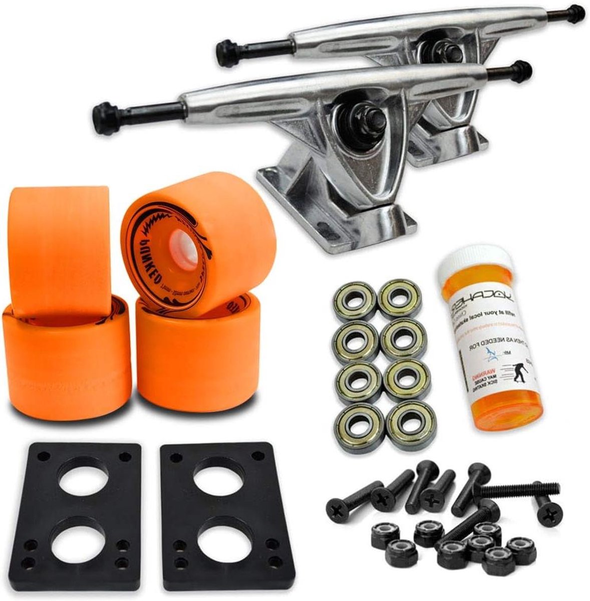 longboard skateboard onderdelen cruiser wielen set skaten en cruisen reverse kingpin trucks 71 mm wielen oranje