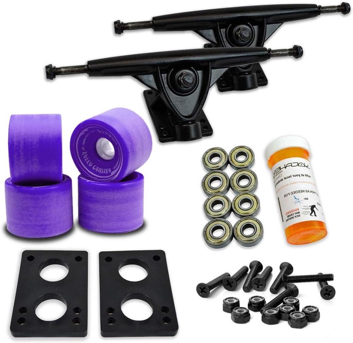 longboard skateboard set cruiser wielen skateboarden hd7 reverse kingpin 71mm wielen 180mm trucks paars zwart