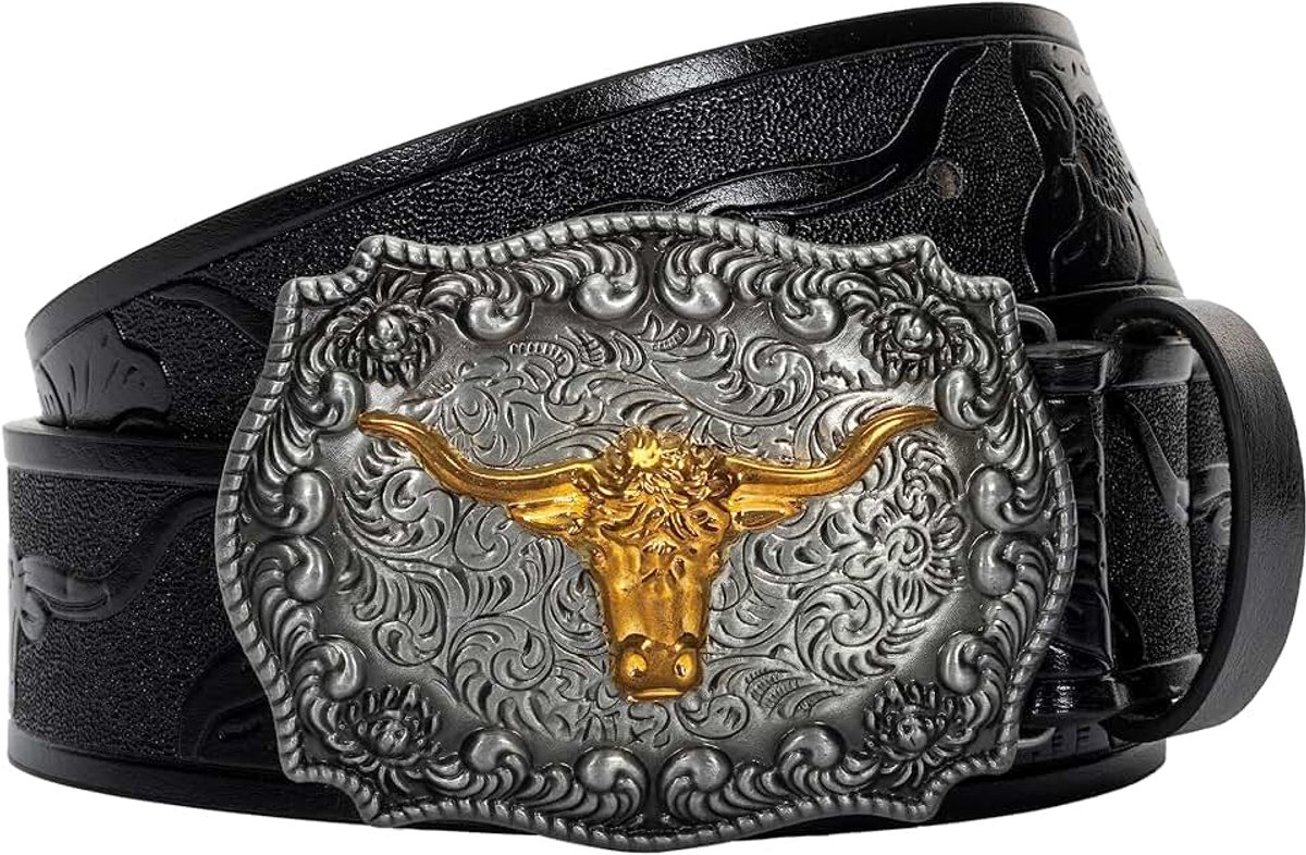 longhorn stier patroon gesp riem bloemengegraveerd gesp riem past 63 5 cm tot 96 5 cm taille