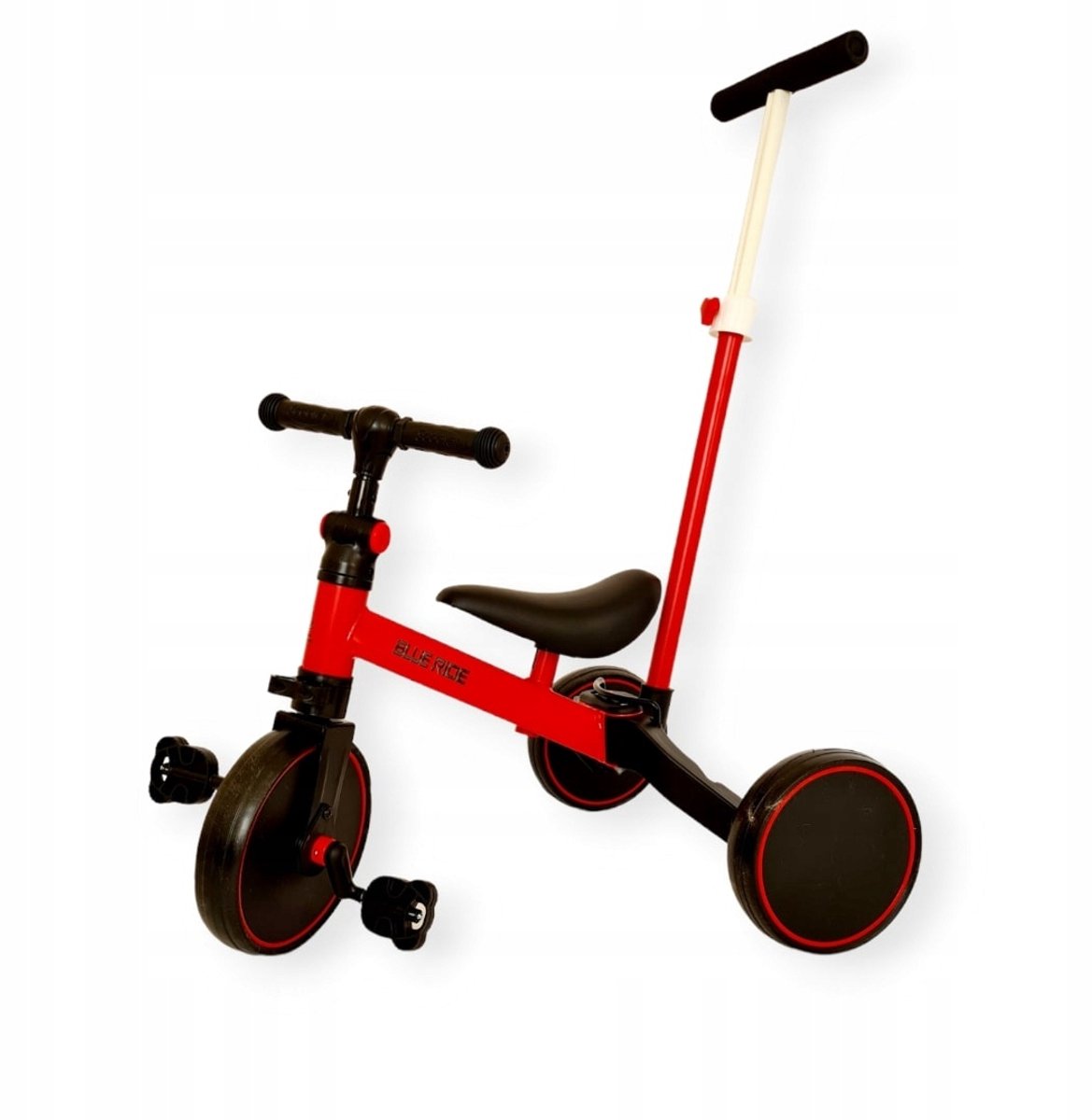 Loopfiets Driewieler 3-in-1 Rood met Duwstang Driewieler kopen online