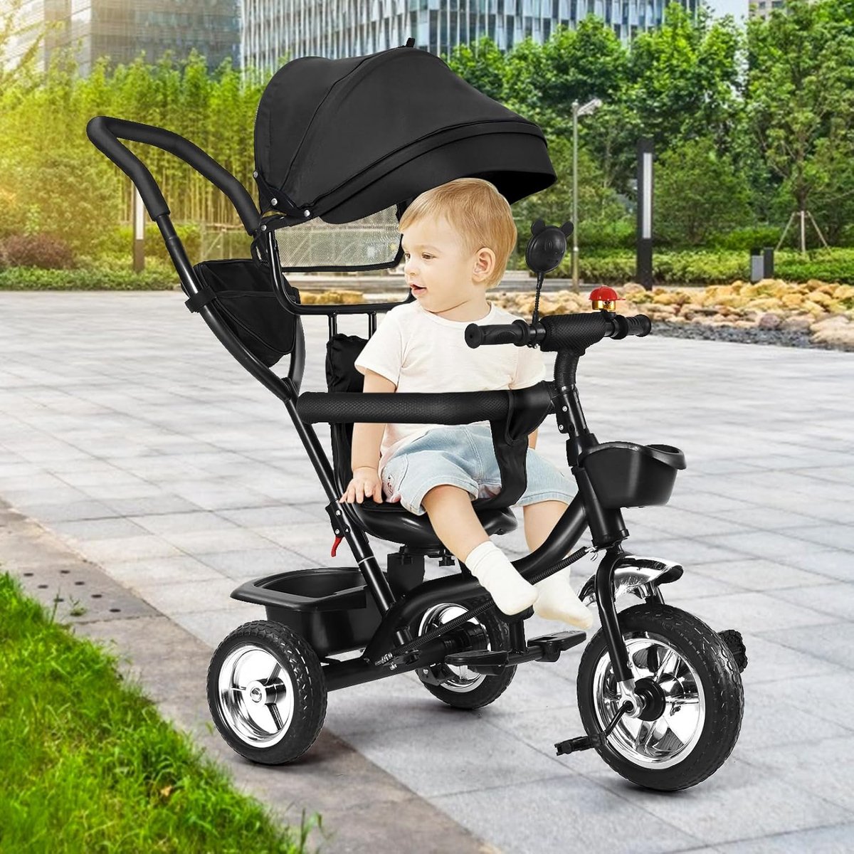 Loopfiets driewieler - Kinderdriewieler loopfiets - Kind leert fietsen - 3-in-1 multifunctioneel - 100 x 75 x 50 cm - Zwart Driewieler kopen online