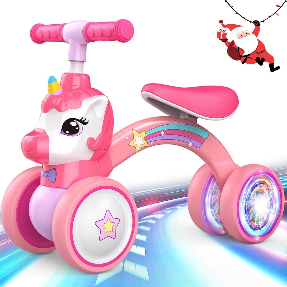 Loopfiets voor 1-2 Jaar, Cadeau Meisjes van 1-2 Jaar, Roze Loopfiets Kinderen met Lichtgevende Wielen, Draagvermogen 25 kg, 135° Stuurbegrenzer, Antislip Handvat, Brede Stille Wiel Loopfiets kopen online